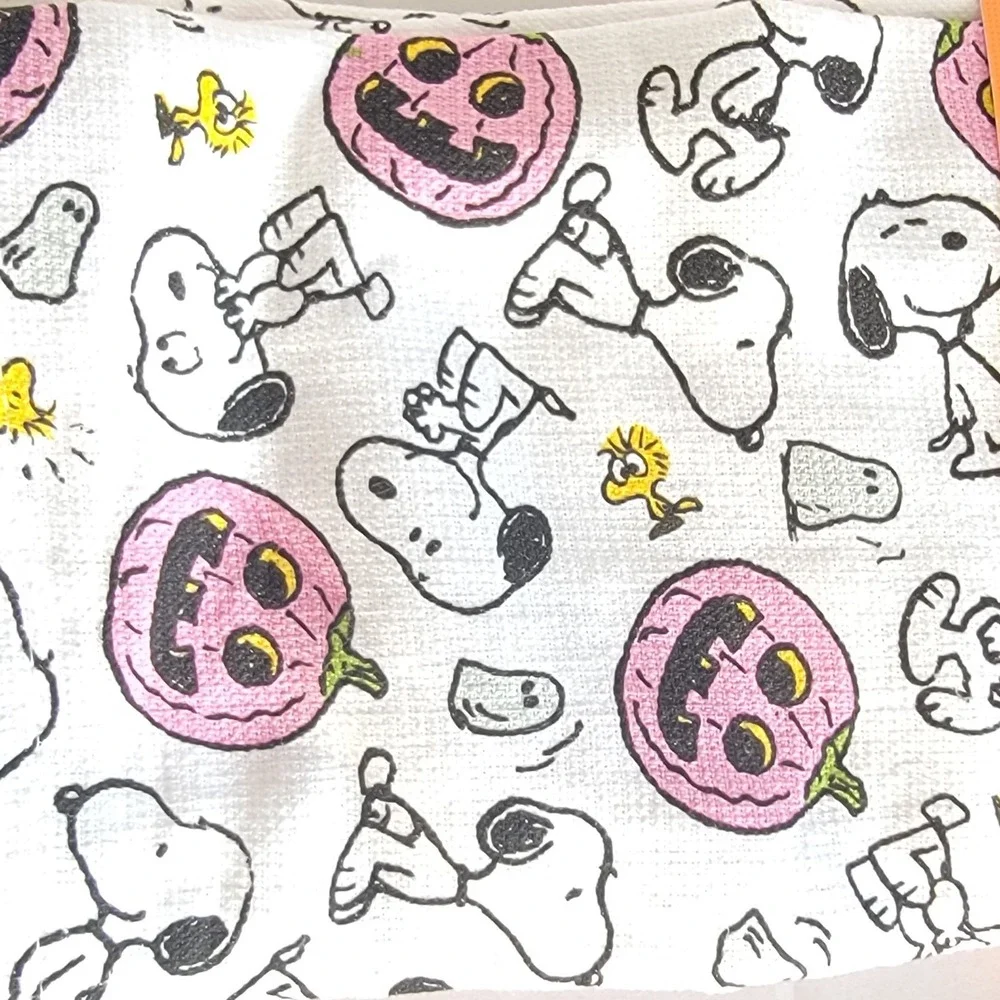 NEW 2025 Peanuts Pink Pumpkins Snoopy Set Of 3 Halloween Kitchen Towels 100% Cot